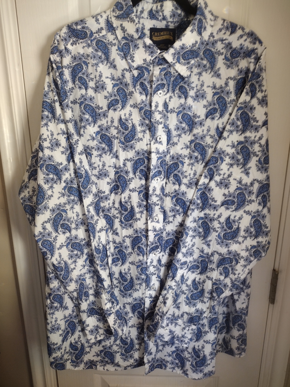 Daniel Cremieux White Button-Down Shirt with Blue Paisley Print